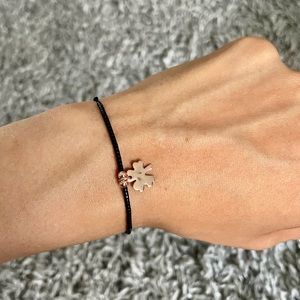 Hand made bracelet with black beads & butterfly stone
